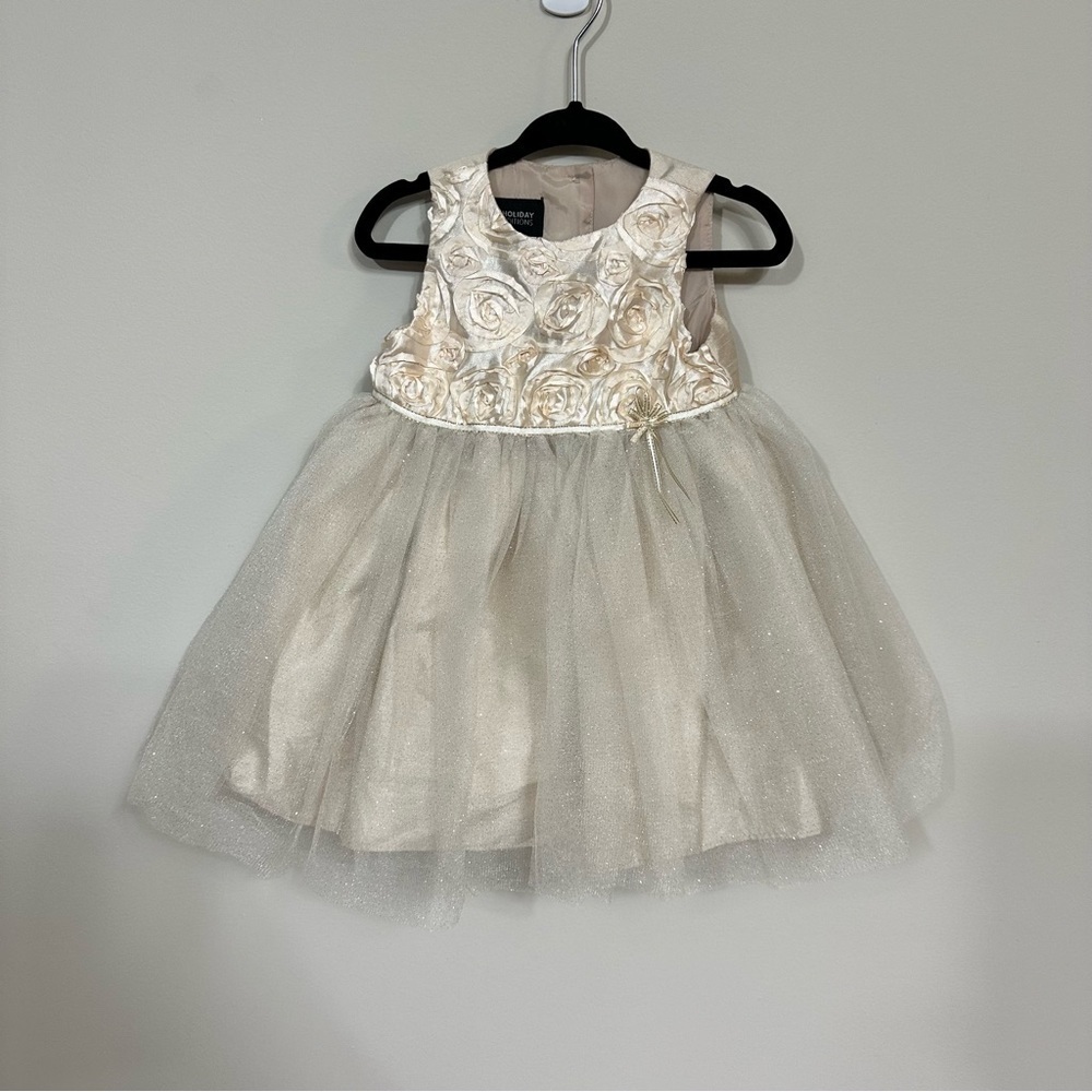 Holiday Editions Gold Flower Dress in Size 12 Months